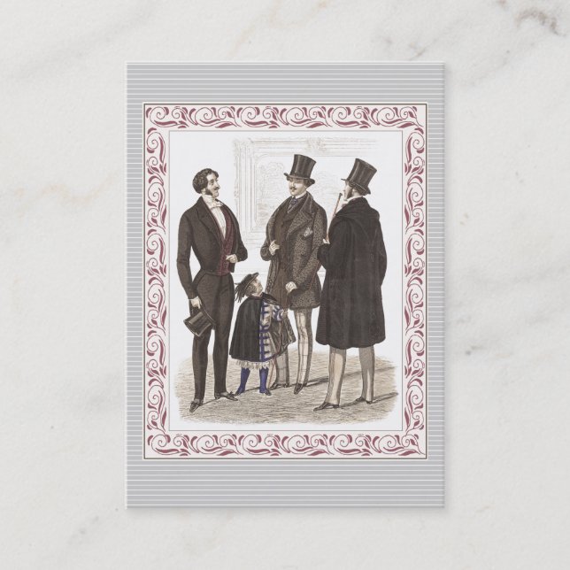 Elegant Biedermeier Gentlemen in Formal Wear Business Card (Front)