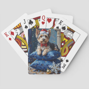 Elegant Biewer Terrier Dog Velvet Christmas Poker Cards