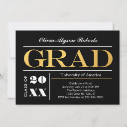 Elegant Big Golden Letters Graduation Invitation | Zazzle