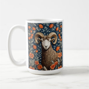 Elegant Big Horn Sheep William Morris Inspired Coffee Mug