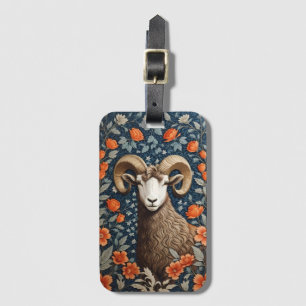 Elegant Big Horn Sheep William Morris Inspired  Luggage Tag