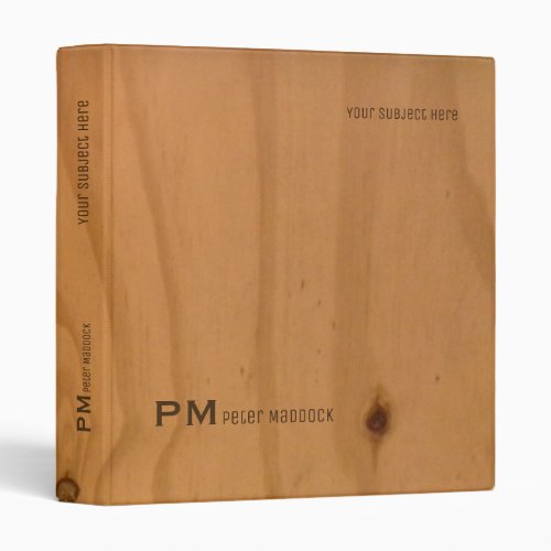 elegant binder with name on faux wood grains