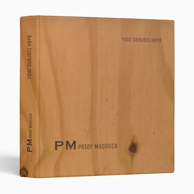 elegant binder with name on faux wood grains (Front/Spine)