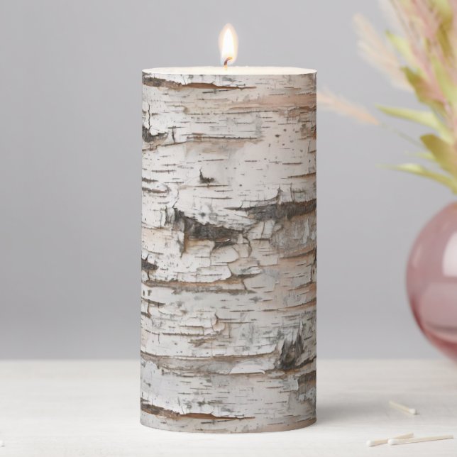 Elegant Birch Tree Abstract  Pillar Candle (In Situ)