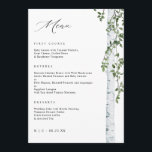 Elegant Birch Tree Aspen Greenery Wedding Menu<br><div class="desc">Enhance your wedding reception dining experience with our Elegant Birch Tree 5x7 Wedding Menu. This exquisite design brings a touch of rustic charm to your reception tables, featuring a gracefully hand-painted birch tree and vintage calligraphy that beautifully showcases the word "Menu." Understated elegance defines this menu, with simple, easy-to-read text...</div>