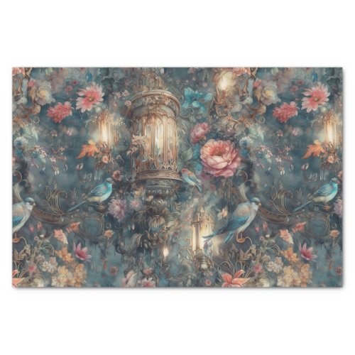 Elegant Bird and Lanterns Tissue Paper