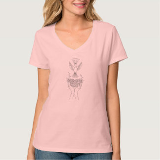 Elegant Bird and Nest Line Art Women's T-Shirt