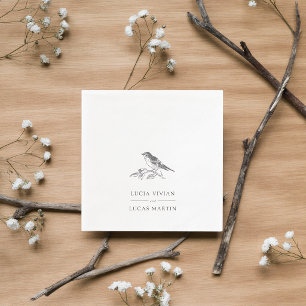 Elegant Bird Black And White Wedding Napkins