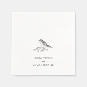 Elegant Bird Black And White Wedding Napkins