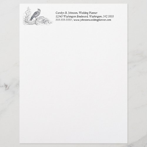 Elegant Bird Botanical Nature Business Personal Letterhead