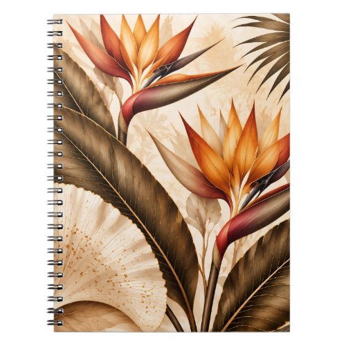 Elegant Bird of Paradise &amp; Ginkgo Botanical Artwor Notebook