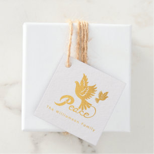 Elegant Bird Of Peace Holiday  Foil Favor Tags