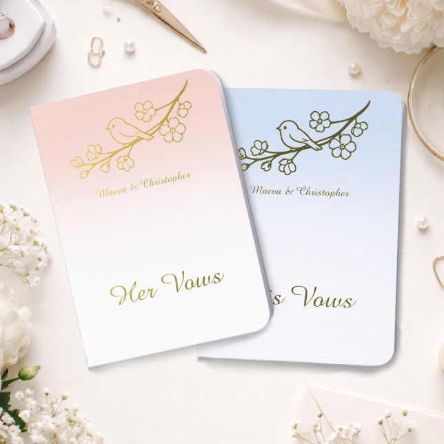 Elegant Bird Personalized His & Hers Wedding Vows Foil Vow Books (Creator Uploaded)