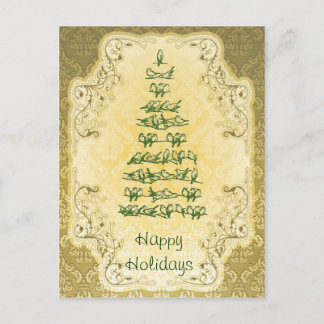 Elegant Bird Tree Christmas Postcard