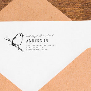Elegant Bird Wedding Couple Names Return Address Self-inking Stamp