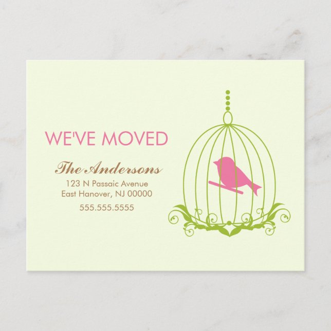 Elegant Birdcage Moving Announcements (Front)