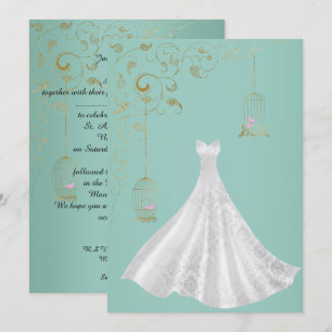 ELEGANT Birdcage Simple Wedding  dress Green Invitation