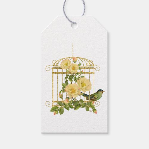 Elegant Birdcage with Roses Gift Tag