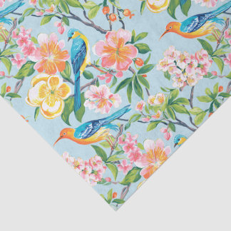 Elegant Birds and flowers pattern Tissue Paper