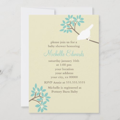 Elegant Birds Baby Shower Personalized Announcements
