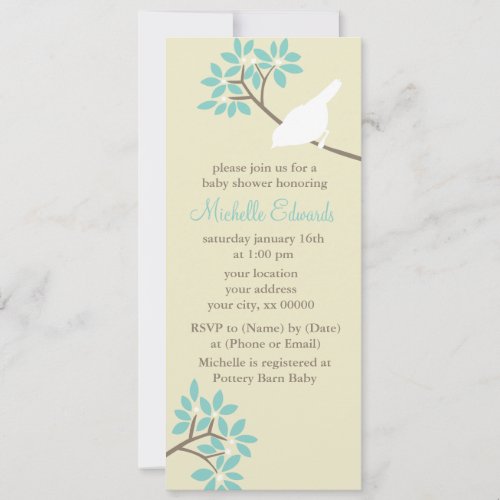 Elegant Birds Baby Shower Personalized Announcement