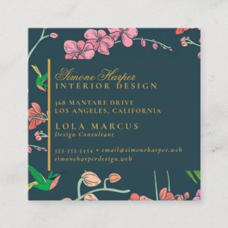 Elegant Birds & Botanical  Square Business Card