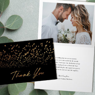 Elegant Birds of a Feather Photo Wedding Letterpress Thank You Card