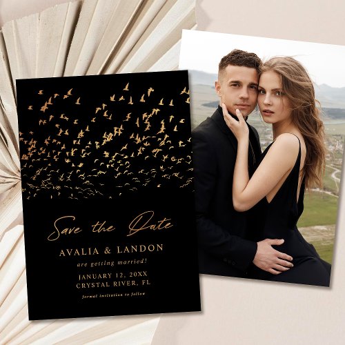 Elegant Birds of a Feather Photo Wedding Save The Date