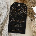 Elegant Birds of a Feather Wedding Thank You Gift Tags<br><div class="desc">These beautiful wedding favor tags feature countless birds flocking together in faux gold foil over a pure black background. Faux gold foil reads, "Thank You" in stylish typography. The Birds of a Feather title signifies the importance of the couple's lives becoming joined in marriage. Elegant, classy, modern, and unique -...</div>
