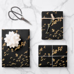 Elegant Birds of a Feather Wedding  Wrapping Paper Sheets<br><div class="desc">These simple,  elegant wrapping paper sheets feature a flock of birds in faux gold foil over a pure black background. Elegant,  classy,  modern,  and unique - great for weddings or any other special occasion!</div>