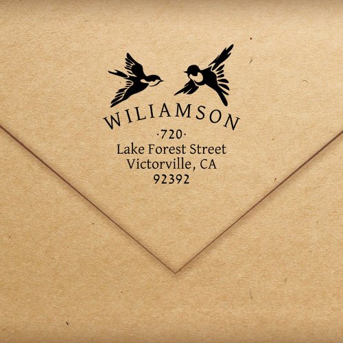 Elegant Birds Vintage Family Return Address Self_inking Stamp