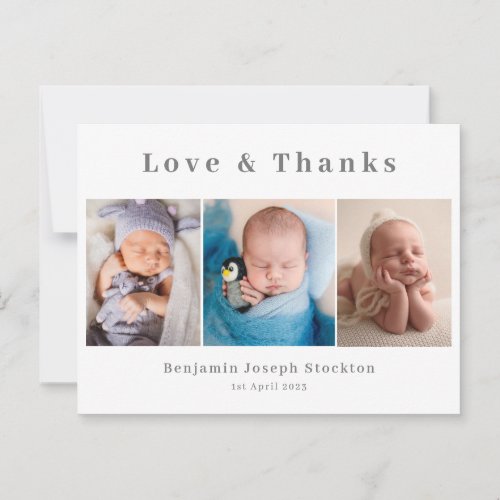 Elegant birth announcement love and thanks  postcard