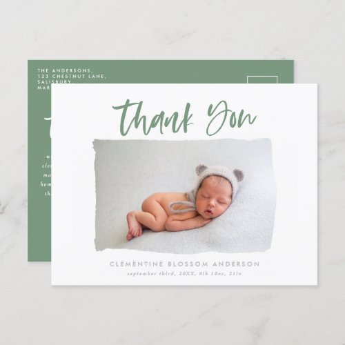 Elegant birth announcement photo thank you