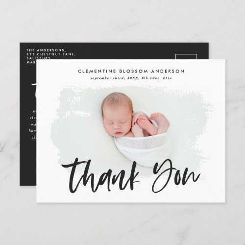 Elegant birth announcement photo thank you