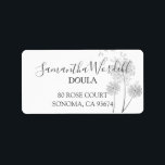 Elegant Birth Doula Or Midwife Return Address Label<br><div class="desc">Elegant doula birth services or midwife return address label,  featuring wind blown illustrated dandelion flowers and a lovely trendy script typeface for your name. Customize with your name in this lovely script typeface. See the full collection of matching materials for this design at: https://www.zazzle.com/collections/birth_doula_or_midwife_illustrated_flower-119748158589516627</div>