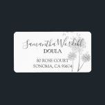 Elegant Birth Doula Or Midwife Return Address Label<br><div class="desc">Elegant doula birth services or midwife return address label,  featuring wind blown illustrated dandelion flowers and a lovely trendy script typeface for your name. Customize with your name in this lovely script typeface. See the full collection of matching materials for this design at: https://www.zazzle.com/collections/birth_doula_or_midwife_illustrated_flower-119748158589516627</div>