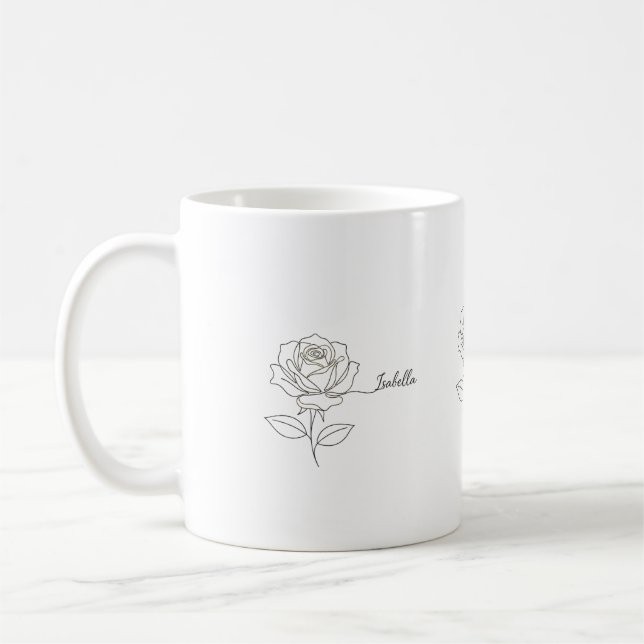 Elegant Birth Flower Coffee Mug - Personalized Nam (Left)