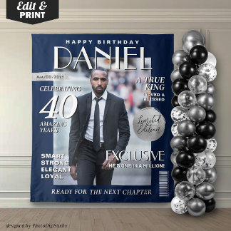 Elegant Birthday Backdrop Custom Magazine Cover