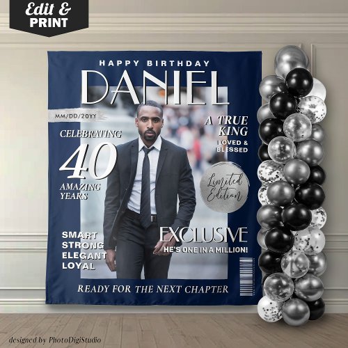 Elegant Birthday Backdrop Custom Magazine Cover