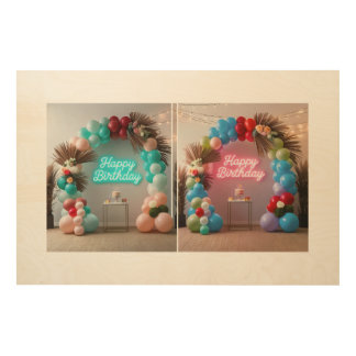 Elegant Birthday Balloon Arches with Neon Signs
