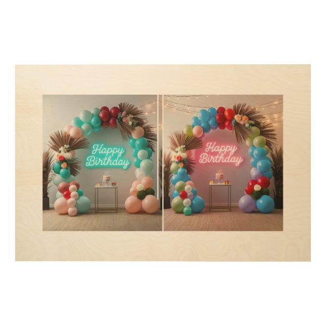 Elegant Birthday Balloon Arches with Neon Signs (Front)