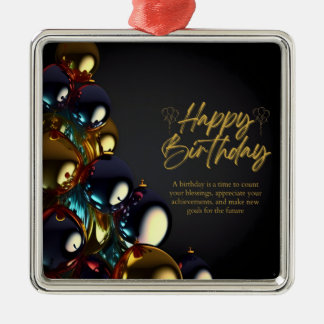 Elegant Birthday Blessings Metal Ornament