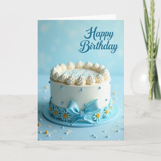 Elegant Birthday Cake Card (Front)