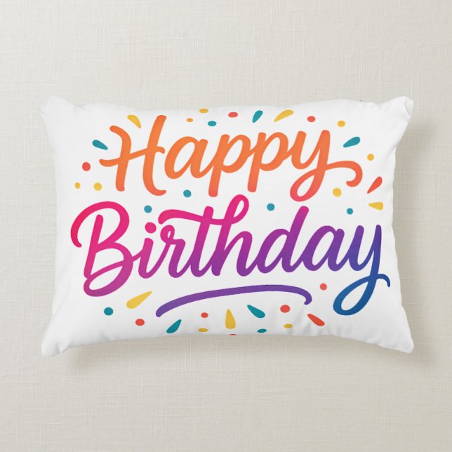 Elegant Birthday Calligraphy Design Accent Pillow (Front)