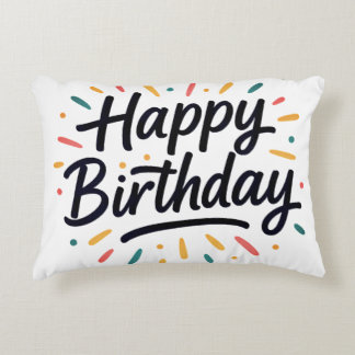 Elegant Birthday Calligraphy Design Accent Pillow