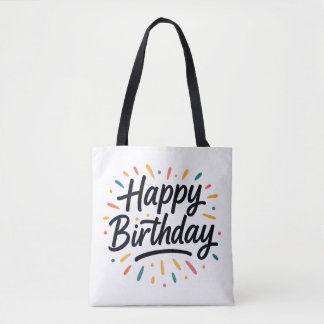 Elegant Birthday Calligraphy Design Tote Bag