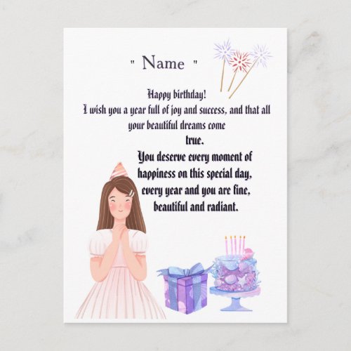 Elegant Birthday Card for Her – Personalized Greet