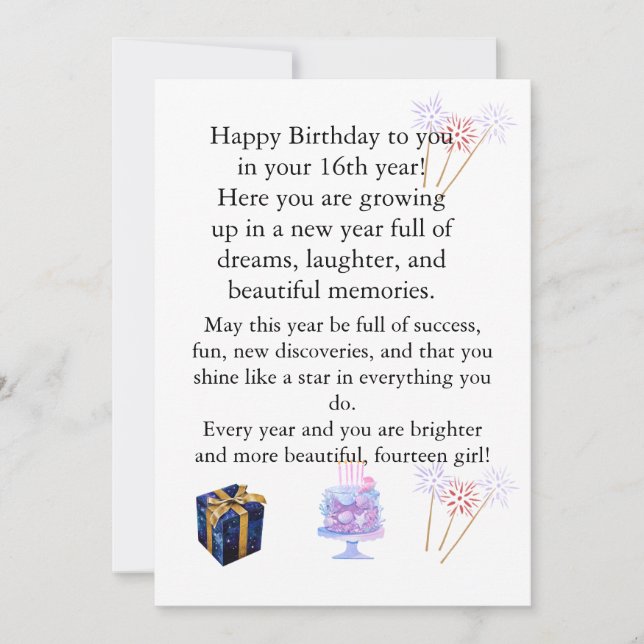 Elegant Birthday Card for Her – Personalized Greet (Front)