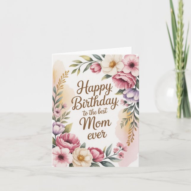 Elegant Birthday Card for Mom (Front)
