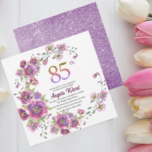 Elegant birthday celebration  floral gliInvitation Invitation